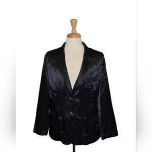 Harvé Benard Satin Blazer Size 14 Structured Y2K Classic Career‎ Evening Jacket